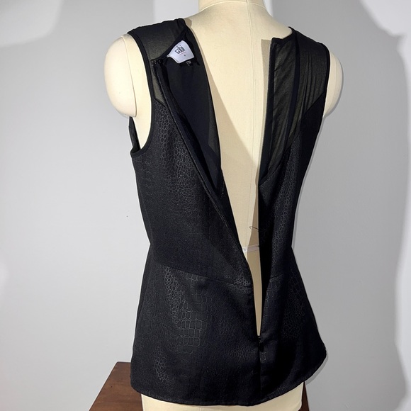 Cabi Bustier Peplum Top, Black Snake-skin texture, size 4 - Picture 5 of 7